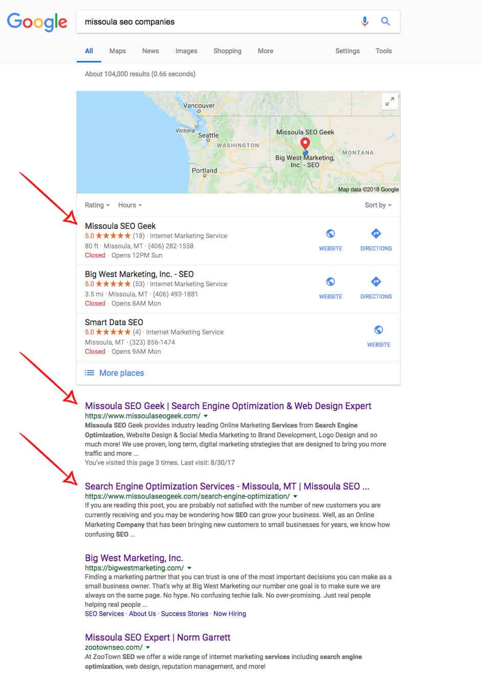 Missoula SEO Search Results